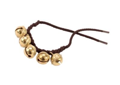 Kolli: 5 Plaited wristband, brown, with bells