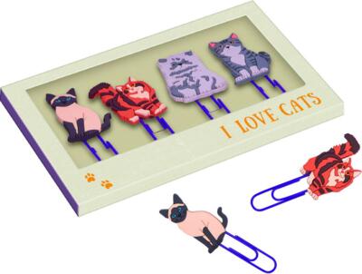 Kolli: 10 Motif paper clip I love cats I love cats & dogs