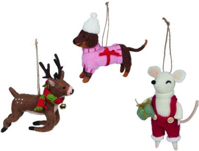 Kolli: 9 Felt pendant animals Christmas Pendants