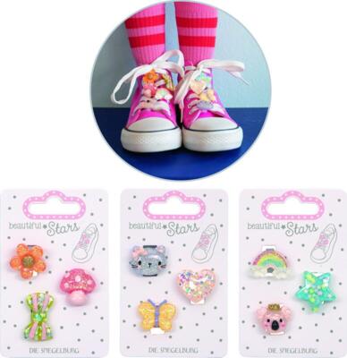 Kolli: 18 Sneaker charms heart, star & flower Wonderful Presents
