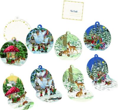 Kolli: 40 Pop-up gift tags with envelope (40 pcs asstd)  Festive Christmas