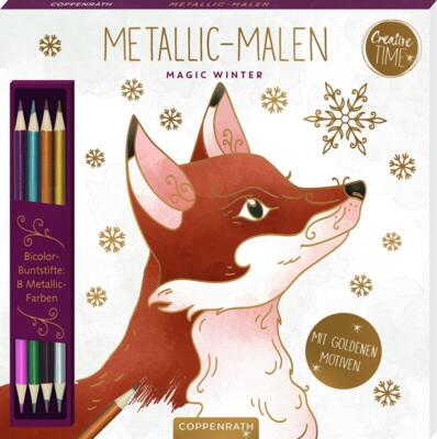 Kolli: 5 Metallic colouring Magic Winter with golden motifs / bicolor pencils: