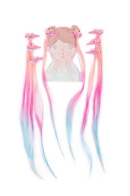 Kolli: 2 Hollywood Hearts Hair Extension Set, Pastel (8 pcs)