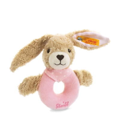 Kolli: 3 Hoppel rabbit grip toy with rattle, pink
