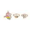 Kolli: 6 Boutique Butterfly & Unicorn Ring, 3 Pcs